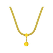 Golden Balls Tassel Pendant Titanium Steel Necklace