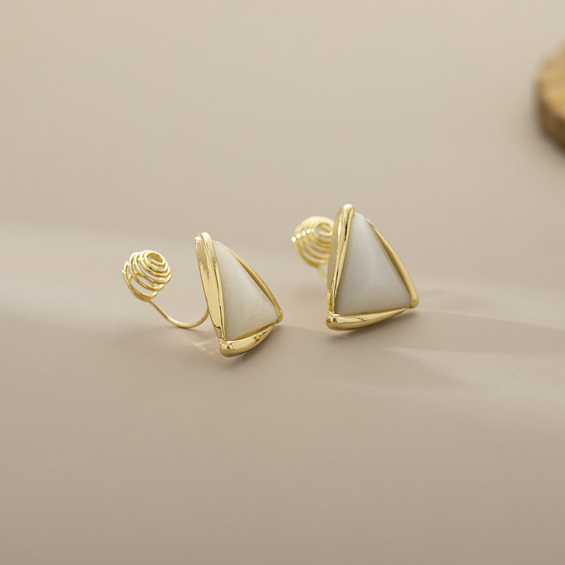 Exquisite And Small Opal Geometric Ear Studs