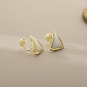 Exquisite And Small Opal Geometric Ear Studs