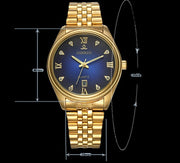 Watch non mechanical high grade men's steel belt watch calendar quartz table explosion golden IPG plating