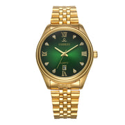 Watch non mechanical high grade men's steel belt watch calendar quartz table explosion golden IPG plating
