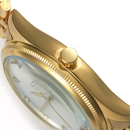 Watch non mechanical high grade men's steel belt watch calendar quartz table explosion golden IPG plating