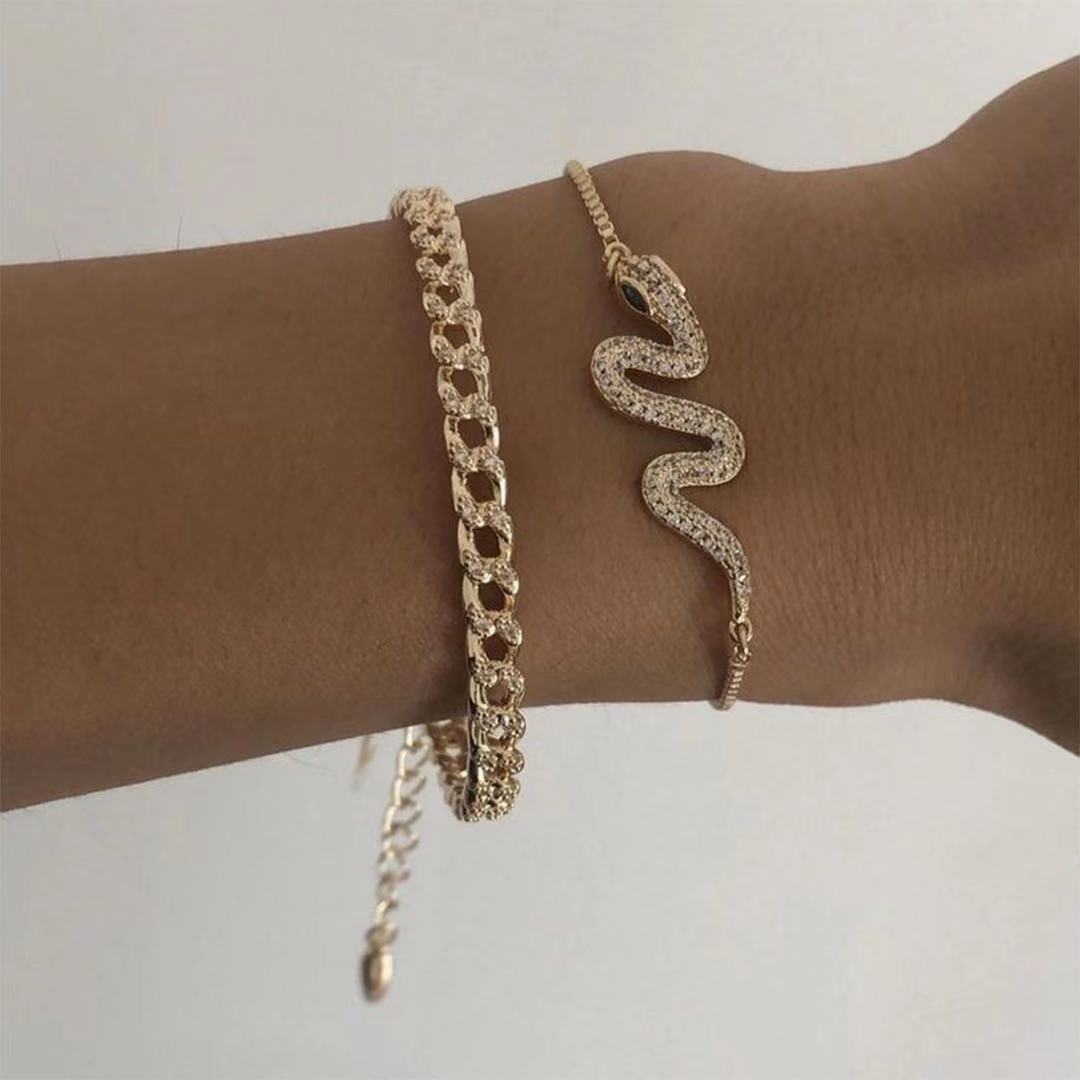 Golden Snake Double Bracelet Bohemian Summer