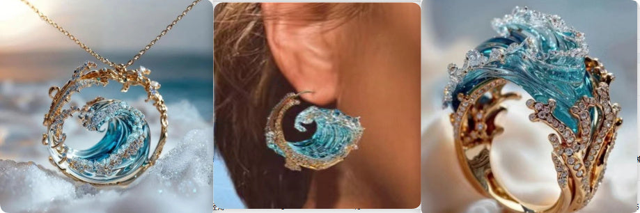 Stainless Steel Spray Necklace Golden Set Silver