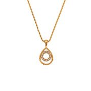 Finely Inlaid Stud Earrings Golden Hollow Water Drop Pendant Necklace