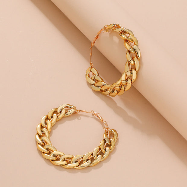 Female Exaggerated And Personalized Geometric Round Ring Earrings