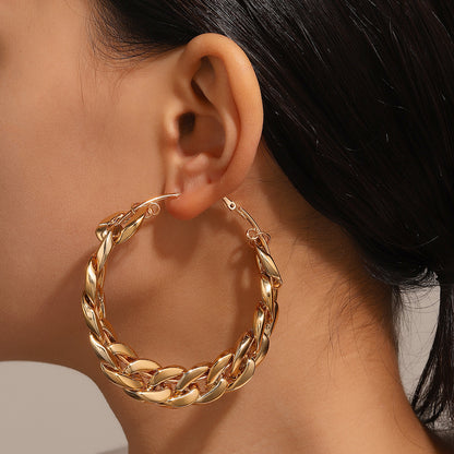 Female Exaggerated And Personalized Geometric Round Ring Earrings