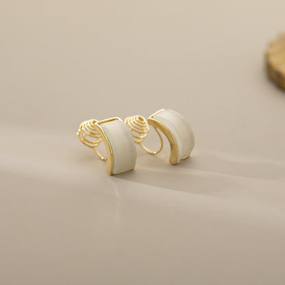 Exquisite And Small Opal Geometric Ear Studs