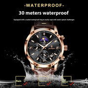 Multi-Function Sports Timing Moon Phase Men's Watch