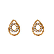 Finely Inlaid Stud Earrings Golden Hollow Water Drop Pendant Necklace