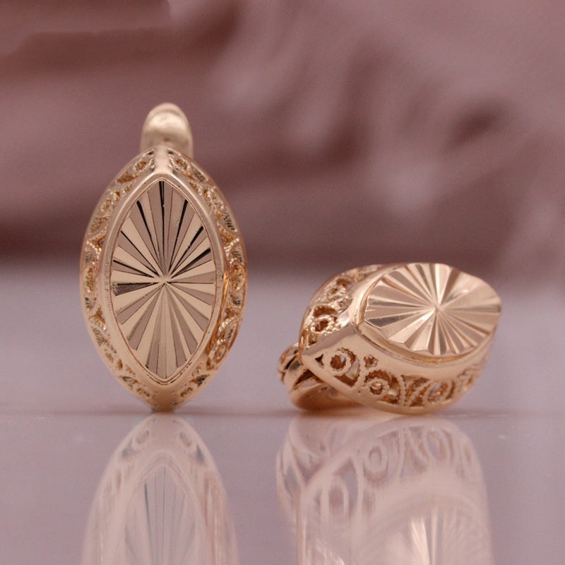 New Rose Gold Russian Hongjin Horse Eye Earrings