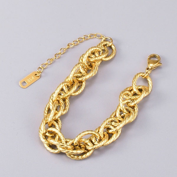 Ladies Golden Double Layer Twist Bracelet