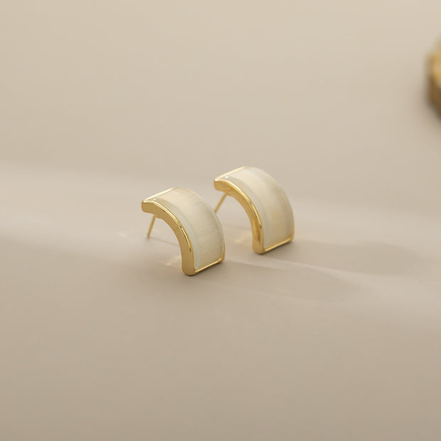 Exquisite And Small Opal Geometric Ear Studs