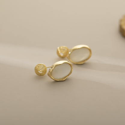 Exquisite And Small Opal Geometric Ear Studs