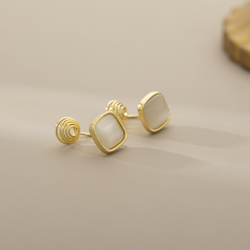 Exquisite And Small Opal Geometric Ear Studs