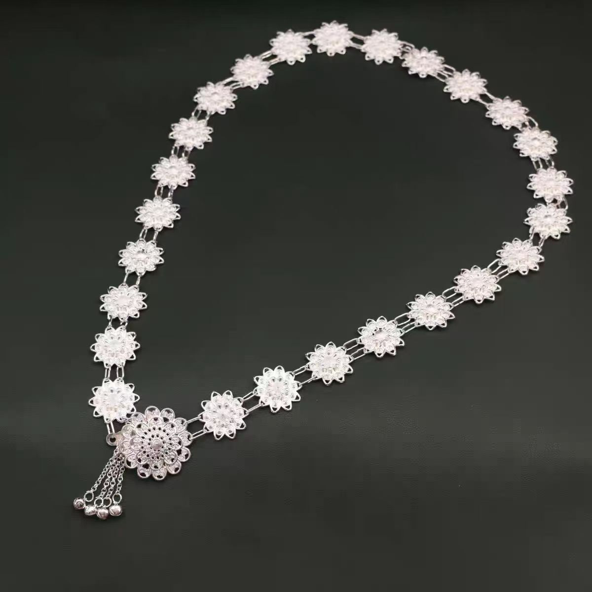 Necklace Waist Chain Vintage Alloy Hollow Flower Accessories Golden Waist Chain