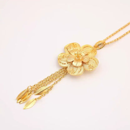 Necklace Waist Chain Vintage Alloy Hollow Flower Accessories Golden Waist Chain