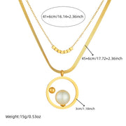 All-match Round Pearl Little Golden Beans Double-layer Necklace