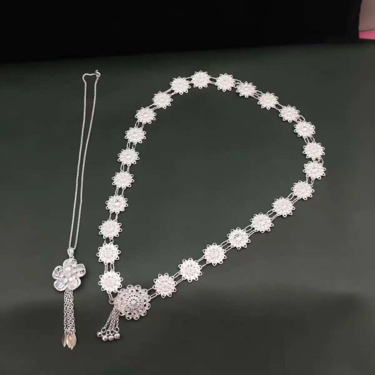 Necklace Waist Chain Vintage Alloy Hollow Flower Accessories Golden Waist Chain