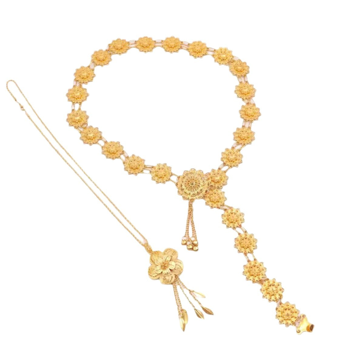 Necklace Waist Chain Vintage Alloy Hollow Flower Accessories Golden Waist Chain