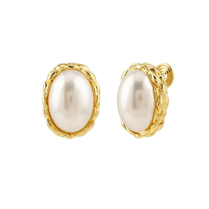 Simple Fashion Twist Oval Pearls Non-piercing Earrings