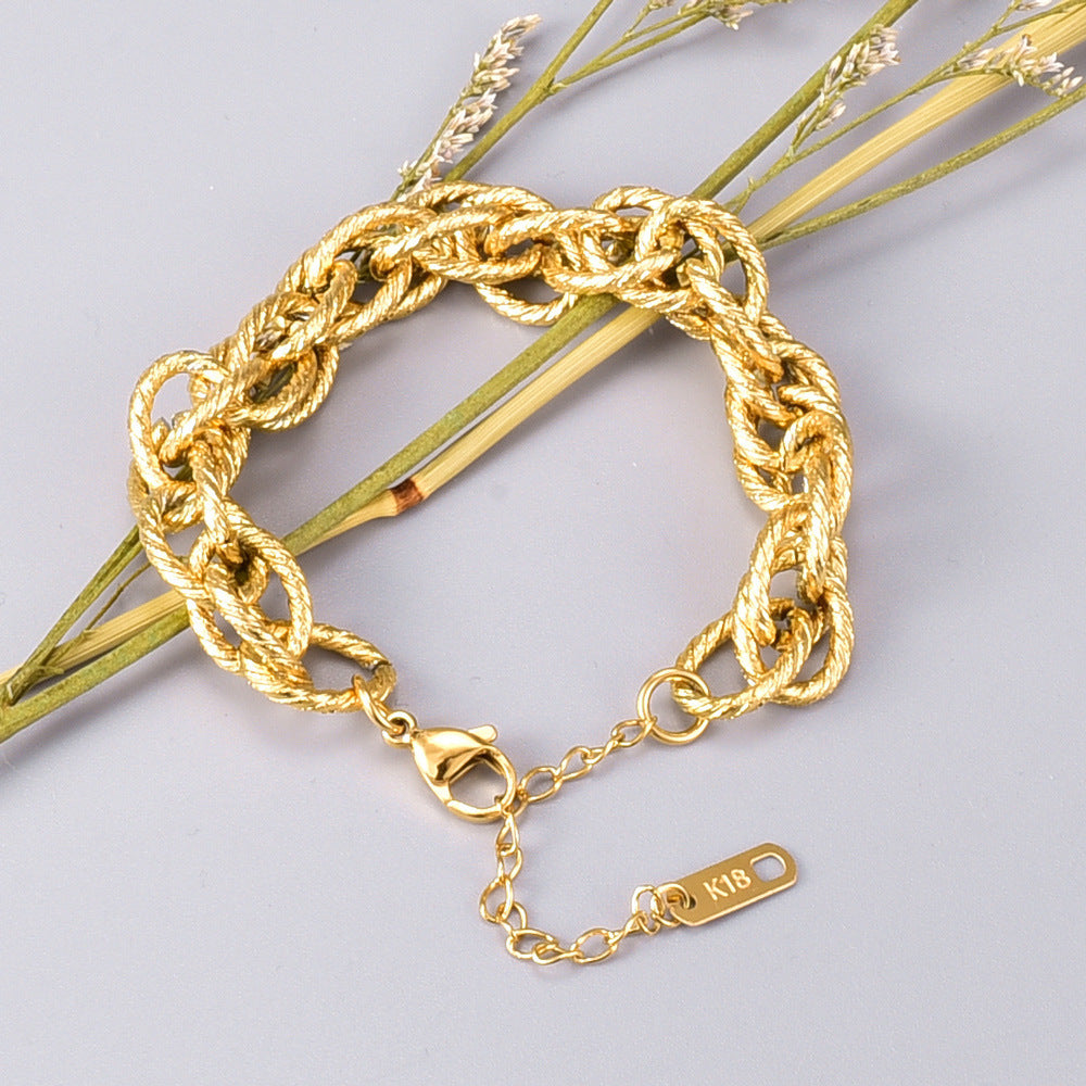 Ladies Golden Double Layer Twist Bracelet
