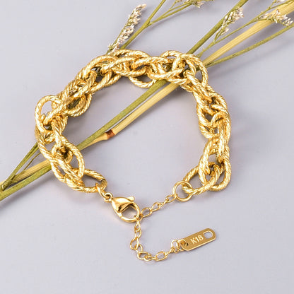 Ladies Golden Double Layer Twist Bracelet