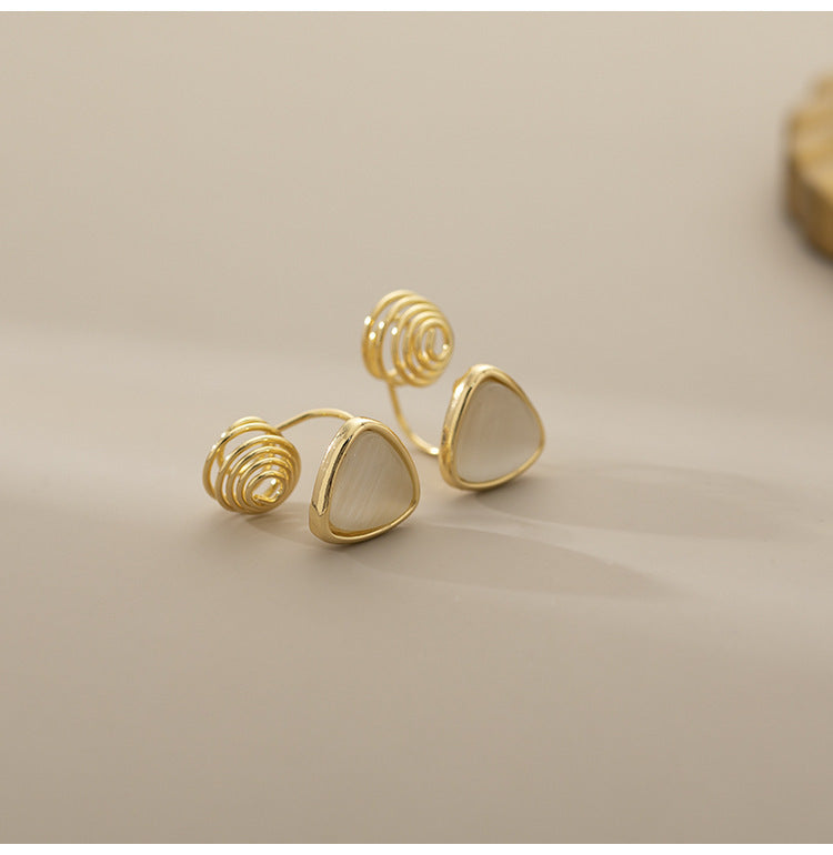 Exquisite And Small Opal Geometric Ear Studs