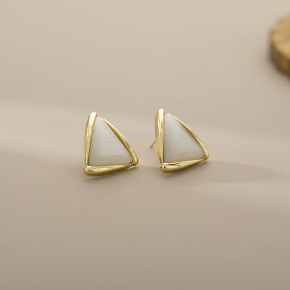 Exquisite And Small Opal Geometric Ear Studs