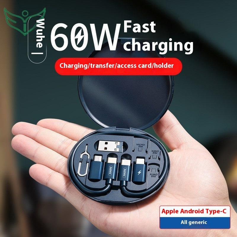 Short Conversion Universal Four-in-one Mobile Phone Bracket Multi-head 60 Fast Charging Cable