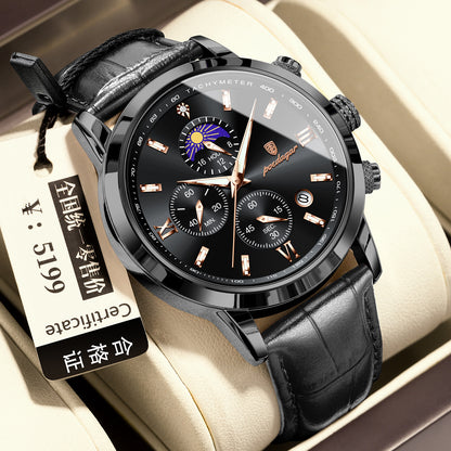 Multi-Function Sports Timing Moon Phase Men's Watch