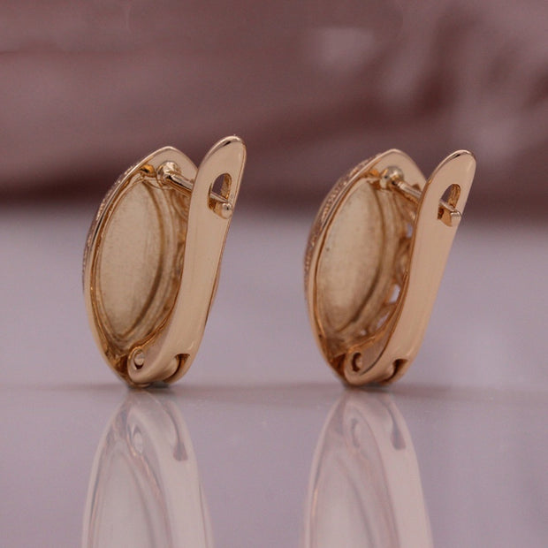 New Rose Gold Russian Hongjin Horse Eye Earrings