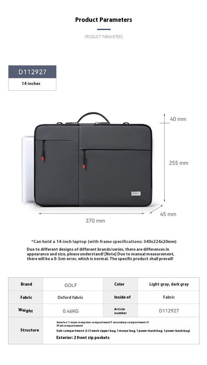 Men's 14-inch Laptop Portable Shoulder Lightweight Shockproof Protective Sleeve Liner Bag