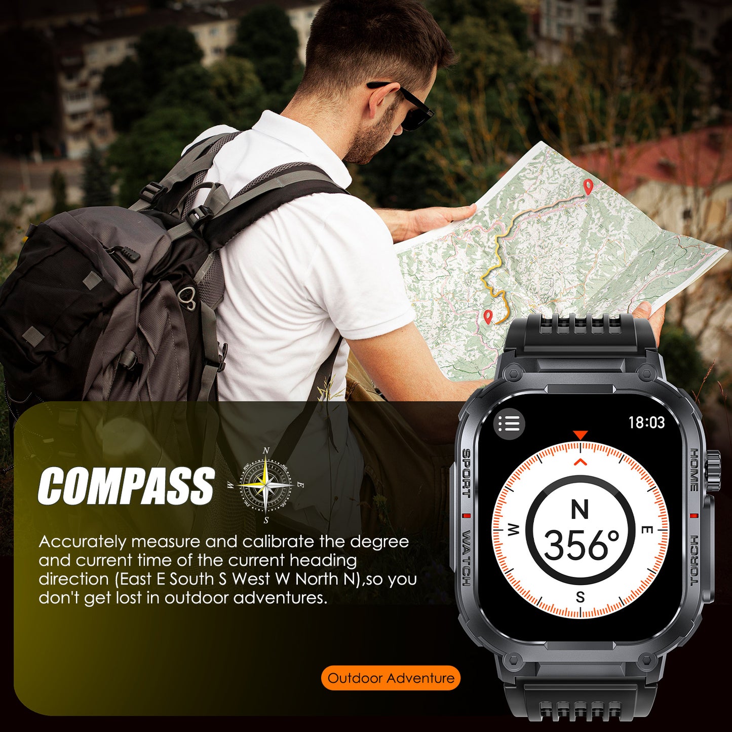 INEYES S320B Smartwatch with Sport Modes & LED Light